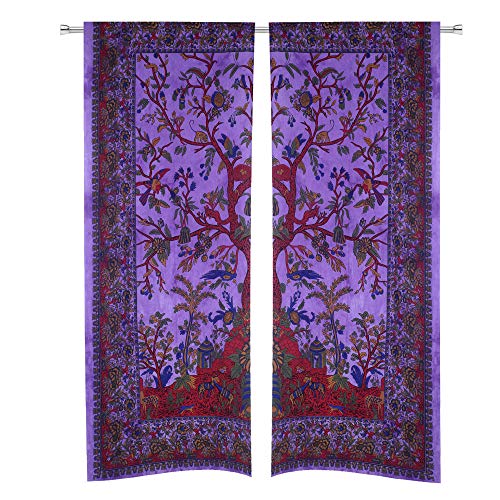 The Art Box Tapestry Curtains For Windows Forest Indian Hippie Bird Tapestry Window Door Cover Curtain Window Treatment 2 Panels For Living Room Bedroom Patio Door Kitchen (Purple Tree 75X50 Inches) #TOP2