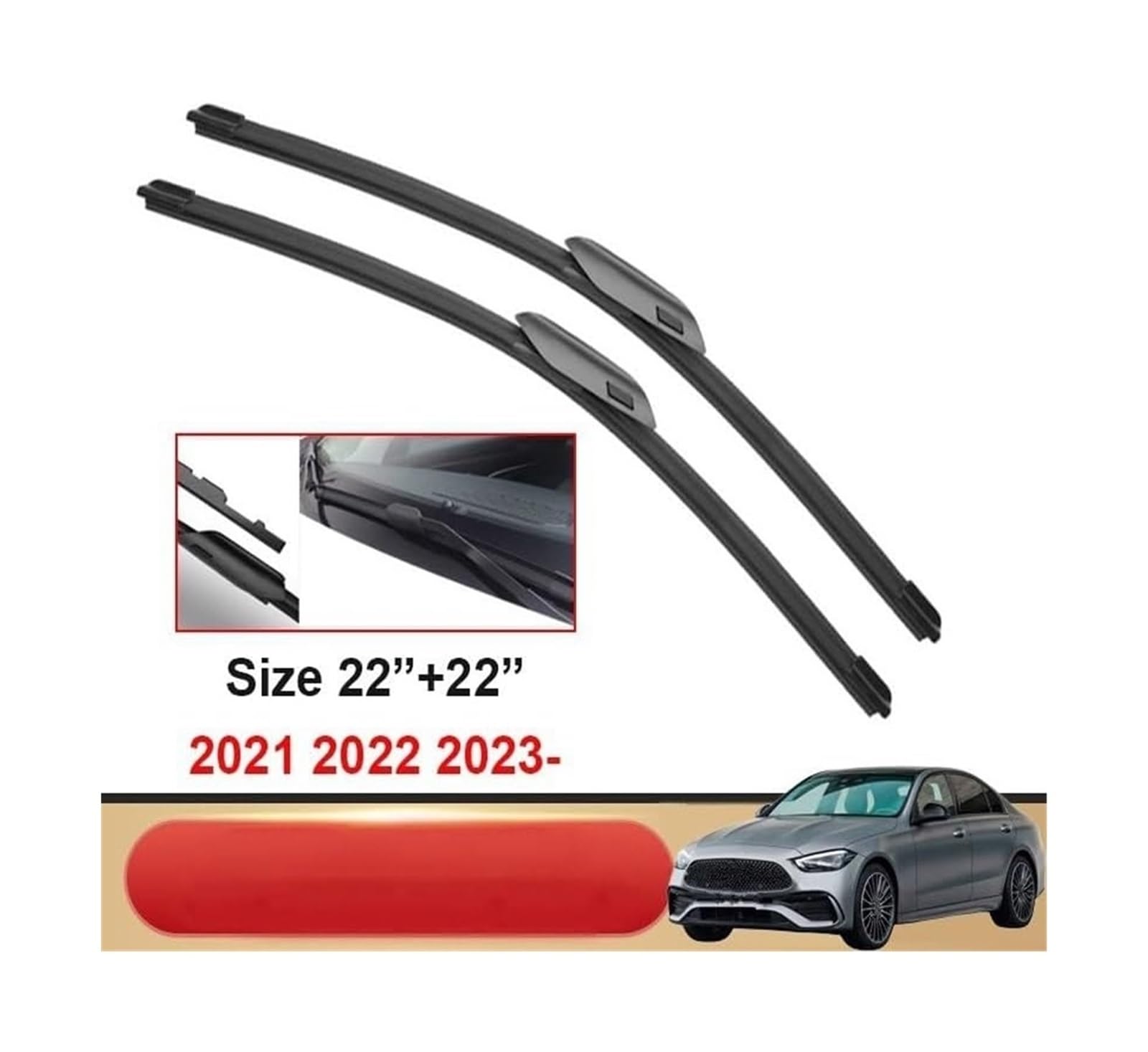 Auto Limpiaparabrisas Juego Para Benz Clase C W206 S206 2021 2022 2023 C180 C200 C220d C300d C300 C400 Escobillas Limpiaparabrisas Delanteras 22"