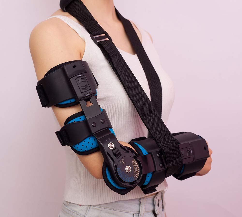 Adjustable Rom Elbow Brace - Hinged Support Sling Stablizer for Dislocated Arm Hinged Rom Elbow Brace for Post Op Elbow Fracture Rehabilitation Right or Left (Right)