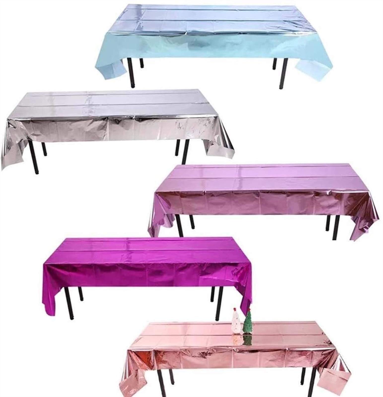 Elegancki i luksusowy miękki złoty obrus foliowy obrus obrus obrus błyszczący plastikowy obrus obrus przyjęcie obrusy na różowe złoto ślub urodziny baby shower przyjęcie dekoracja stołu 2 sztuki topy wakacje