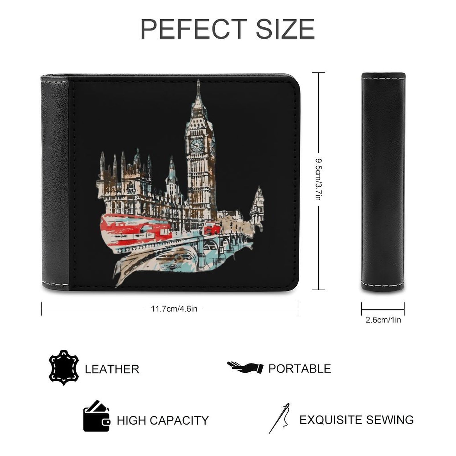 England London Souvenir Funny Men's Slim Bifold Wallet with Multiple Card Slots Front Pocket Purse