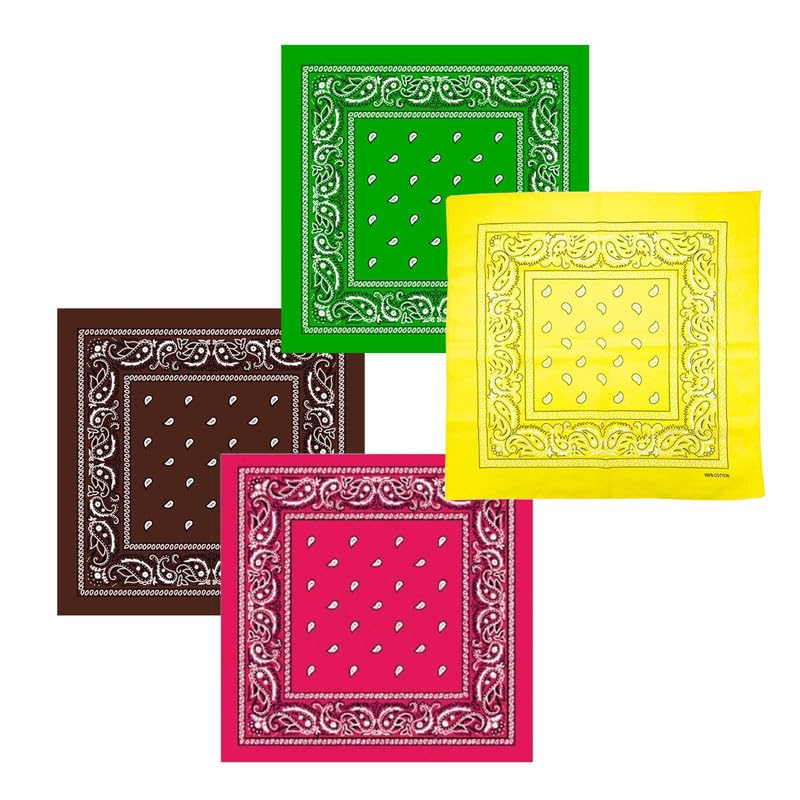 Unisex Cotton Bandana/Head Wrap/Wristband/Face Cover/Handkerchief For Men And Women (50CM X 50CM_Pack of 4)-picture-50