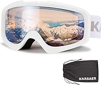 KARSAER Anti-Fog Ski Snowboard Goggles OTG UV400 Protection Bendable Dual Lenses for Men Women Youth