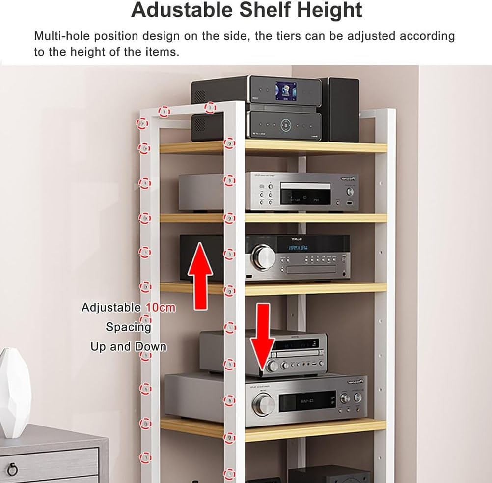 7-Tier Heavy Duty Audio Component Rack 140cm Tall - HiFi Amplifier Rack/Audio-Video Shelving - CD Record Player Stereo Receiver AV Equipment Cabinet Display Stand,C
