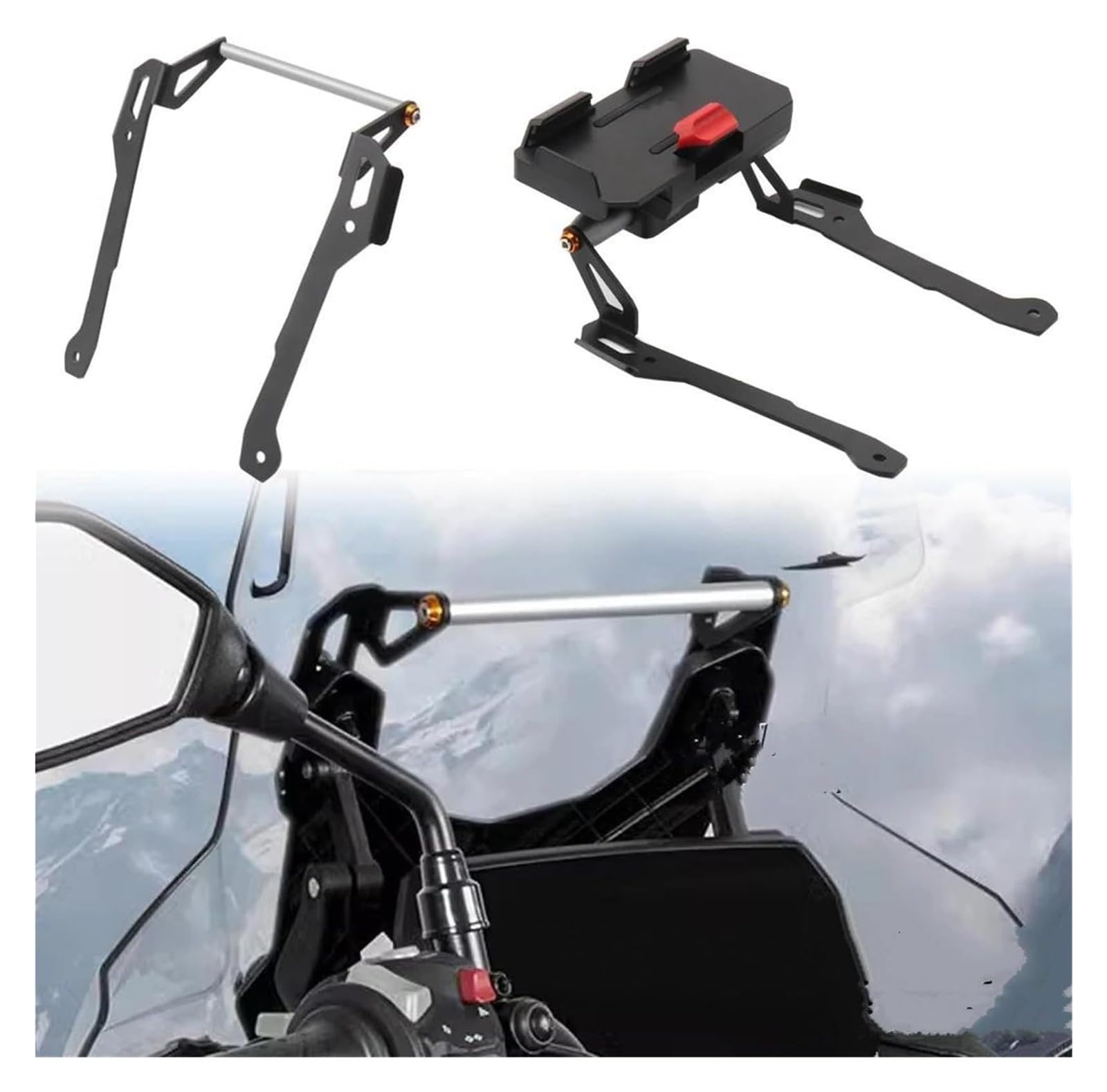 Soporte de navegación para teléfono móvil para VOGE para 525DSX 2023-2025 A Prueba Golpes Motocicleta Teléfono Móvil Y Navegación GPS Soporte De Expansión Barra Transversal(Black 2,12MM)