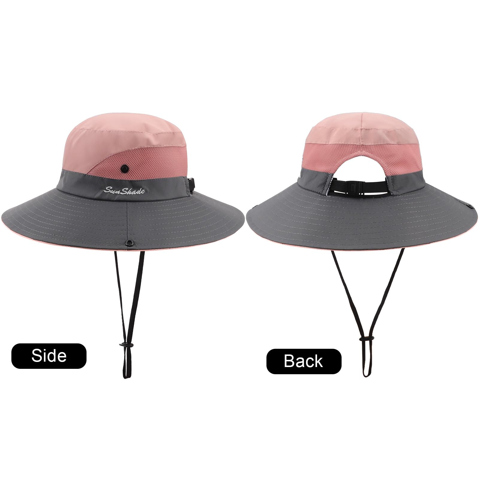 DRESHOW Femme Soleil Chapeau l'extérieur UV Protection Pliable Large Bord Pêche à Cheval Queue Chapeau UPF 50+