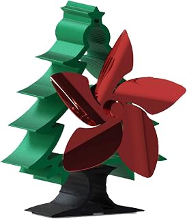 HUANGXING - Heat Powered Stove Fan, 5 Blade Wood Burning Stove Fireplace Fan, Log Wood Burner Safe Home Fireplace Fan for Wood/Fireplace,Eco Friendly And Efficient Fireplace Fans, Christmas Tree Shape