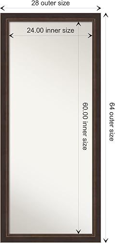 Miniatura 4 de Amanti Art Espejo de bronce de longitud completa, 65 x 29 pulgadas, espejo de pared de cuerpo alto de pie para vestirse, marco de madera