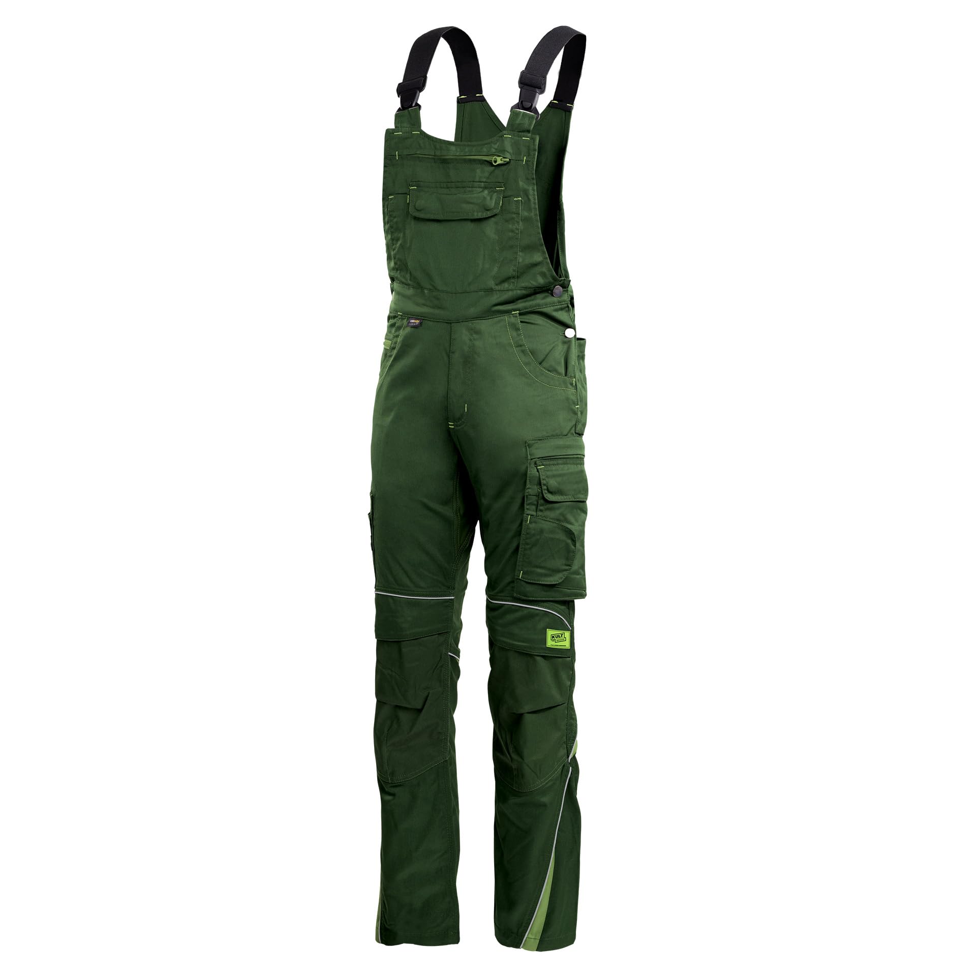 TMG Arbeitslatzhose für Herren – Latzarbeitshose mit Kniepolstertaschen & Stretchbund - robuste Mischgewebe 260 g/m² mit vielen Taschen für Baustelle, Werkstatt & Montage