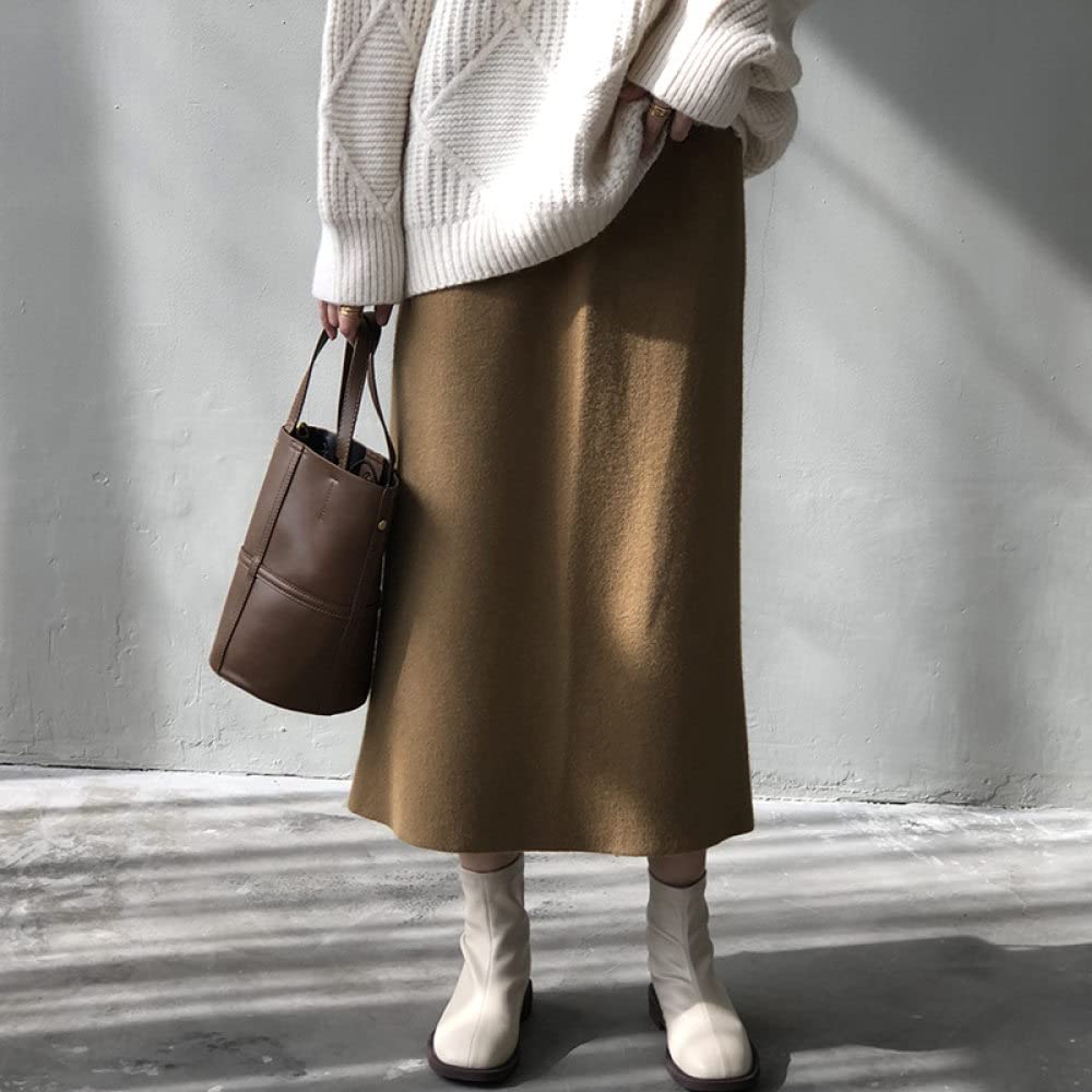 Gonne Invernali Donna, Sexy Borsa Elastica Gonna In Maglia Alla Moda Posteriore Divisa Elegante Gonne Invernali Nere Per Le Donne Gonna Midi A Vita Alta A Matita Gonne A Tubo Per Le Donne Gonna A Tr