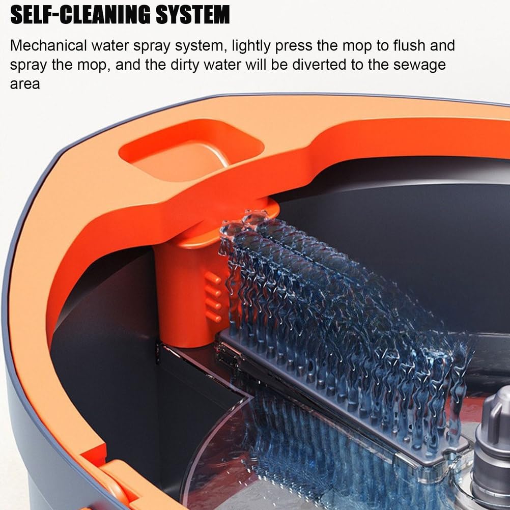 Questo Sistema di Secchio e mocio Girevole a 360° con Doppio Scomparto per Acqua Pulita e Sporca, Ideale per la Pulizia Profonda di Pavimenti e pareti, Include 5 Panni in Microfibra.