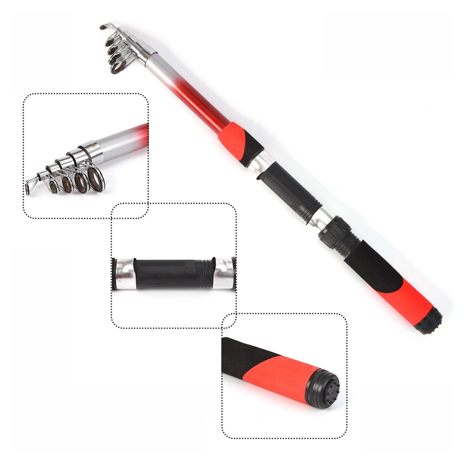 Caña de pescar Kit completo de caña de pescar Combo carrete con 2 uds. Cañas de pescar telescópicas de 2,1 m 2 uds. Carretes giratorios Señuelos de pesca accesorios de anzuelo para la pesca en el mar,