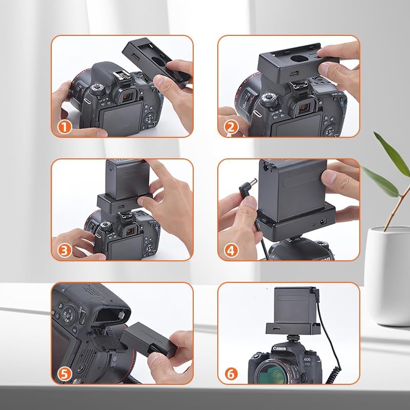 NP-F Battery Adapter Plate with 7.2V-8.4V DC (5.5/2.1mm) Output, 1/4" Screw Mount, Compatible with Sony NP-F970 F960 F770 F570 F550, Power for DSLR, Mirrorless Camera, Video Monitor (NP F V1.0) image 4
