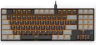 DEANEEK Mechanical Keyboard Hotswap 87 Keys Wired USB Gaming Keyboard Blue LED Backlight/N-Key Rollover, Tenkeyless Computer for Windows Mac PC Gaming (B&G Brown Switch)