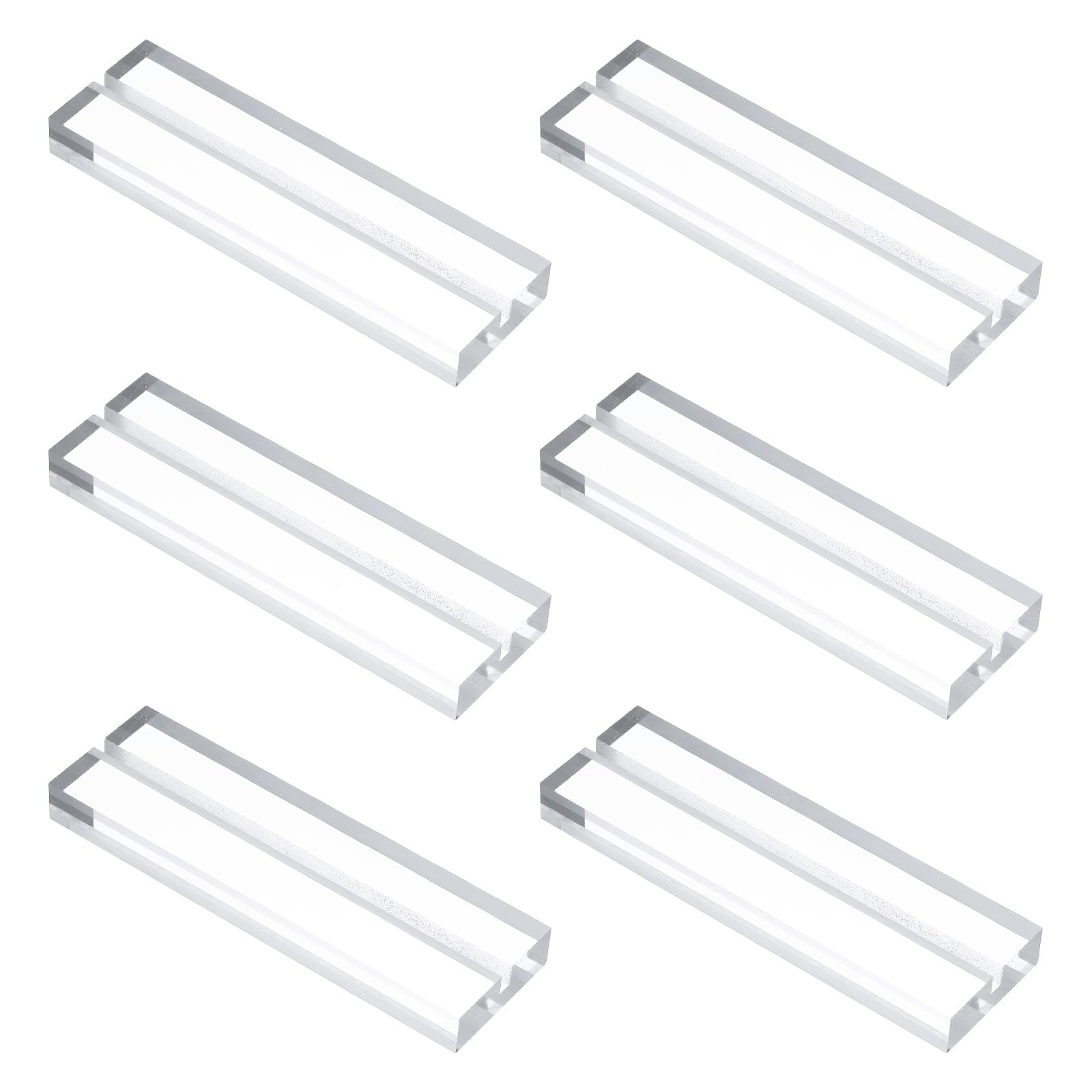 PATIKIL 6Pcs Place Card Holders 3.9" Clear Acrylic Stand Wedding Sign Square Name Card Holders Table Number Stand with 1/8" Slot for Wedding Birthday Exhibition Office Display, 100 x 30 mm