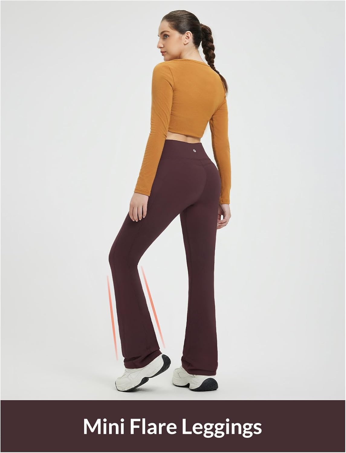 baleaf Fleece Lined Leggings for Women Mini Flare Warm Yoga Pants Stretchy High Waisted with 4 Pockets Workout Casual Pants - Image 3