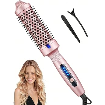DSGKUU Thermal Brush, Hot Air Brush, Thermal Brush, Heat Brush, Round Brush with Temperature Levels, Tourmaline Ceramic Hair 