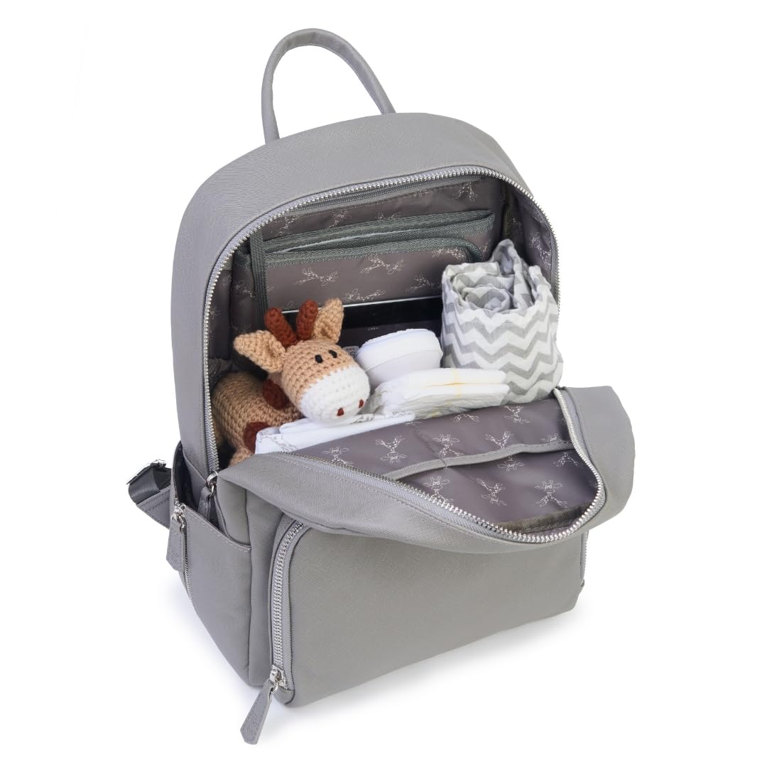 GIGIL Bloom - Zaino fasciatoio moderno, unisex, con 9 scomparti e tasche isolanti, borsa per neonati con fasciatoio portatile, zaino essenziale per neonati
