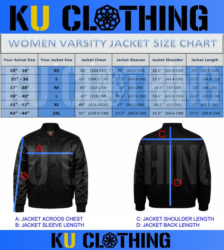 Women's Satin Varsity Bomber Jacket – Baseball College Letterman Style4