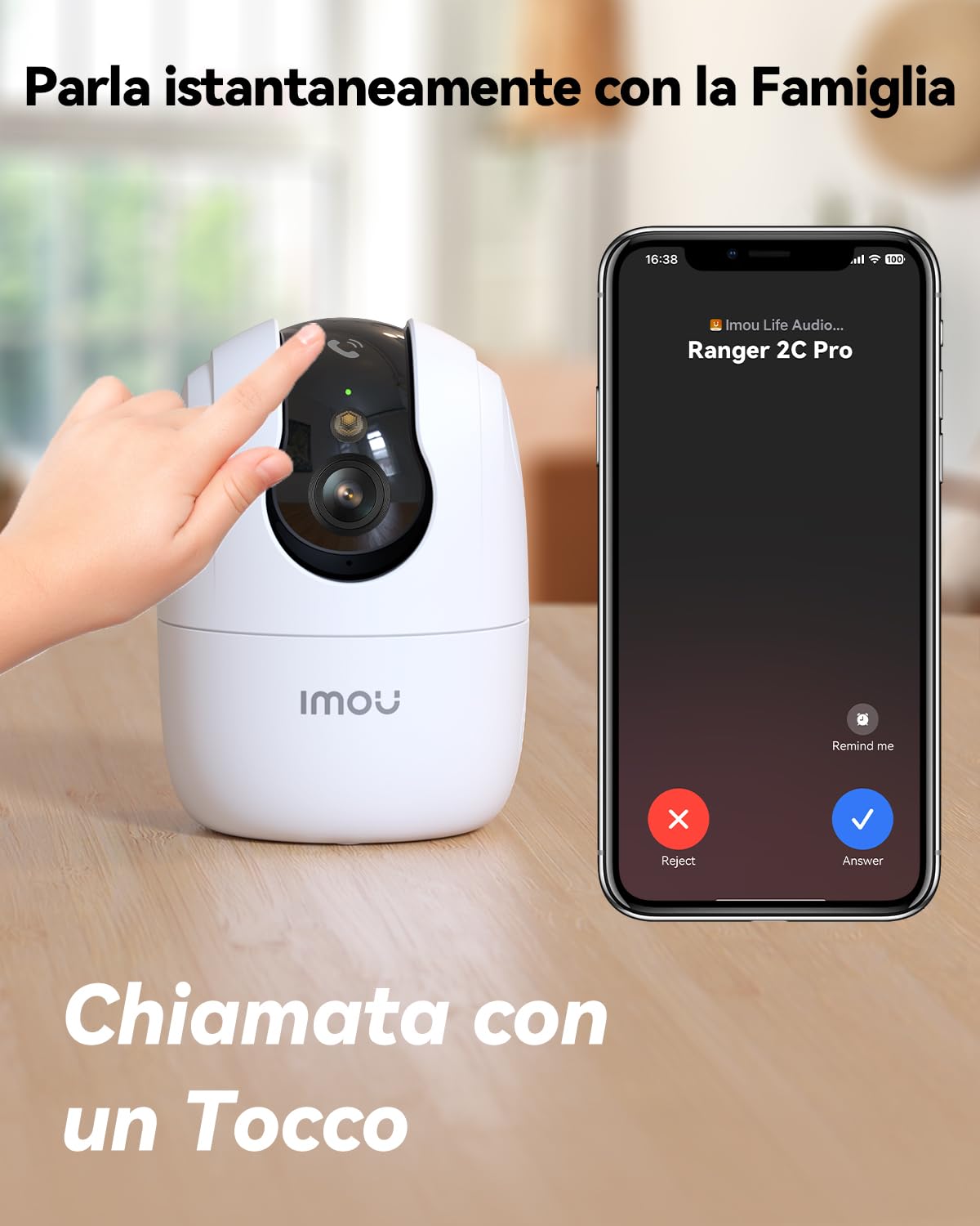 Imou 2K Telecamera WiFi Interno con One-Touch Chiamata, 3MP Telecamera da Interno con Crociera Automatica, Rilevamento AI Umano/Animali, Visione Notturna a Colori, Modalità Privata, 2,4/5GHz