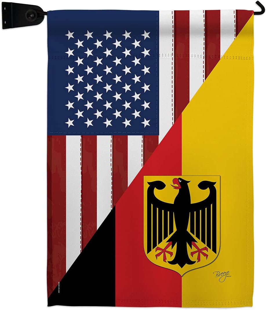 US German Friendship Garden Flag Set Wall Hanger Regional USA American Alliance World Country Particular Area Small Decorative Gift Yard House Banner Double-Sided Made In 13 X 18.5