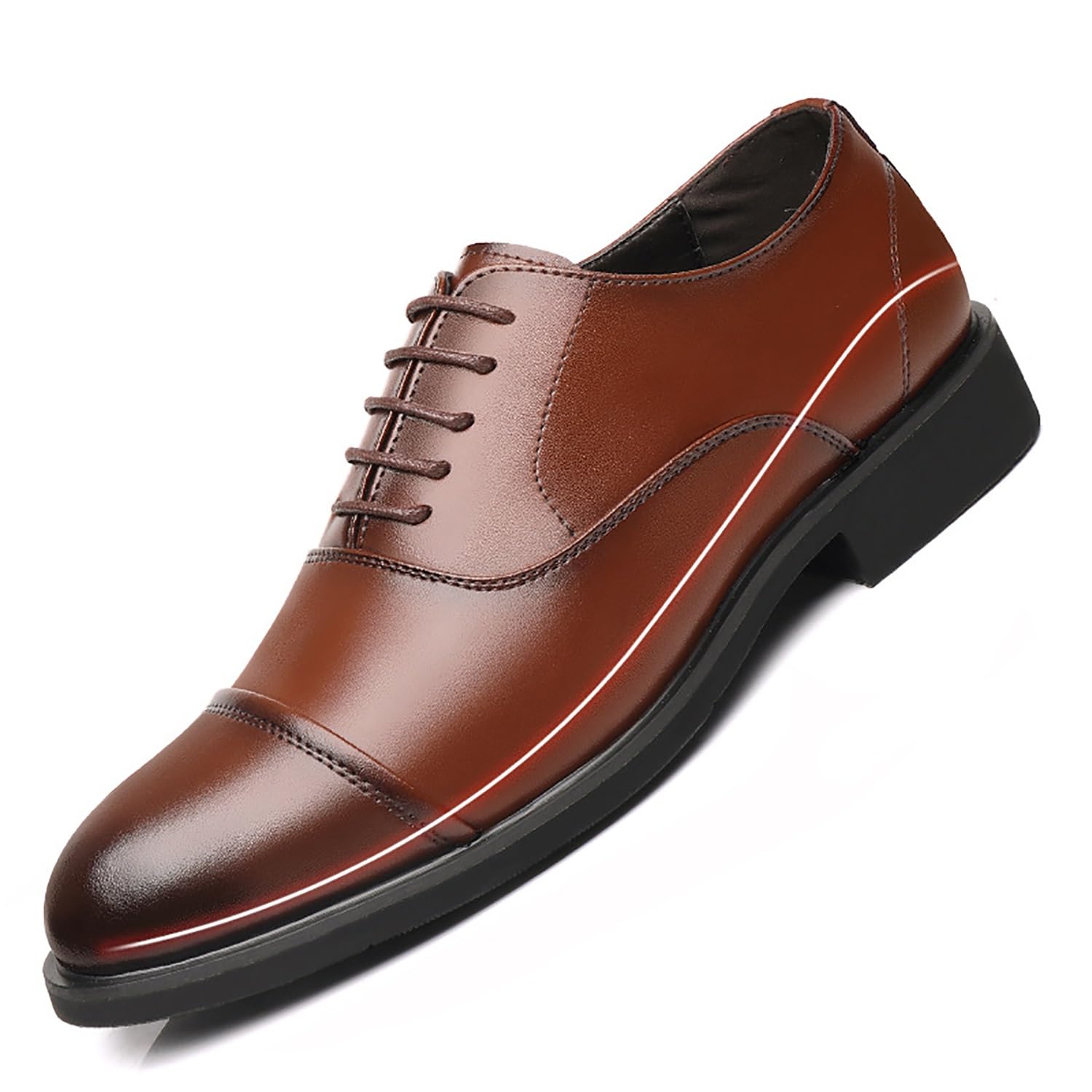 Zapatos de vestir con alzas for hombre, de cuero, Oxfords con aumento de altura de 6 cm, con elevación invisible y puntera, zapatos formales de negocios.