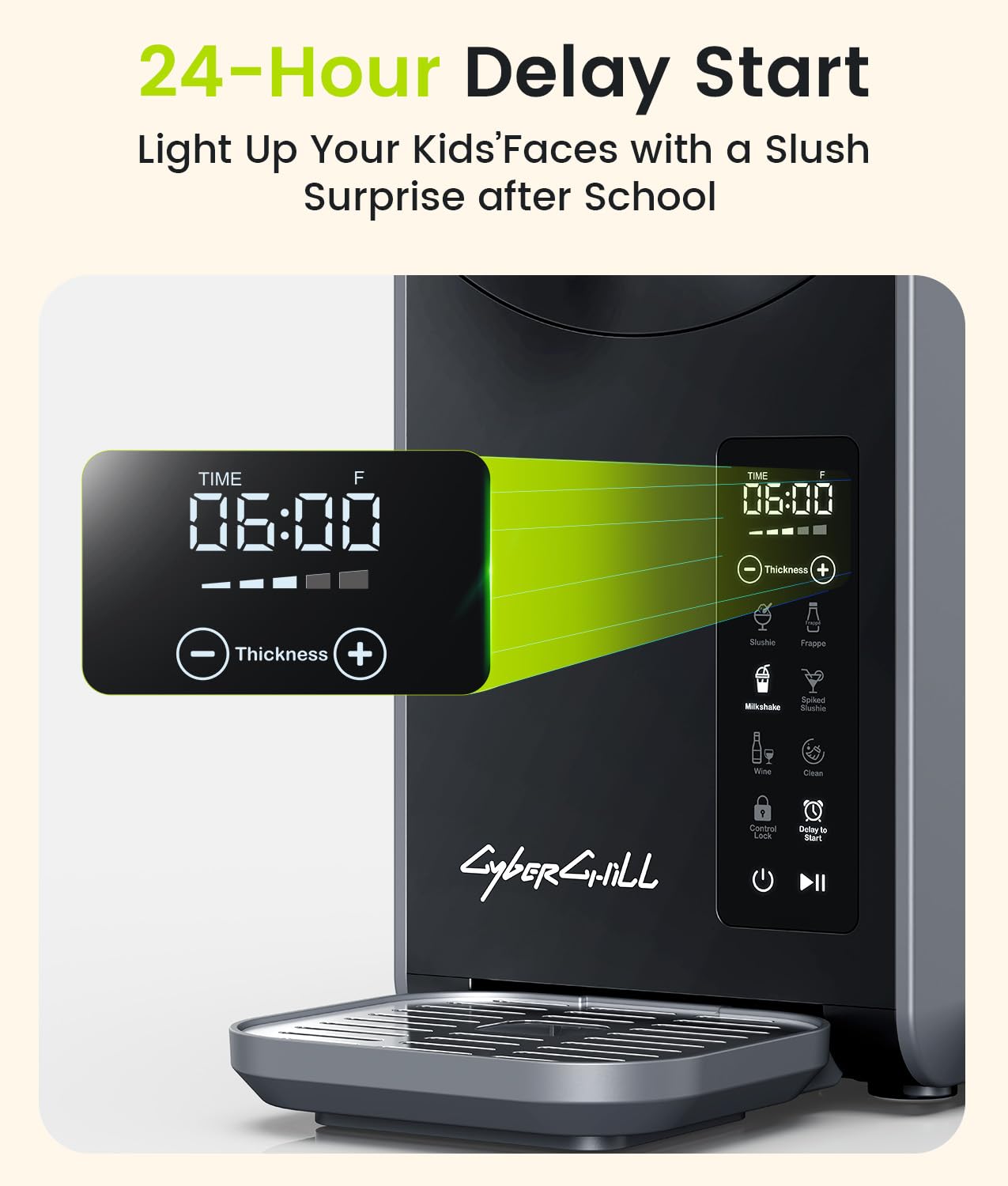 Cyberchill Slushie Machine, Slushy Machine For Home With LED Display - 5 Preset Programs & 24h Delay Start&Freshness, No Ice Needed Frozen Drink Maker For Frozen Margaritas, FrappéS & Ice Cream on Fridge.com - View 4