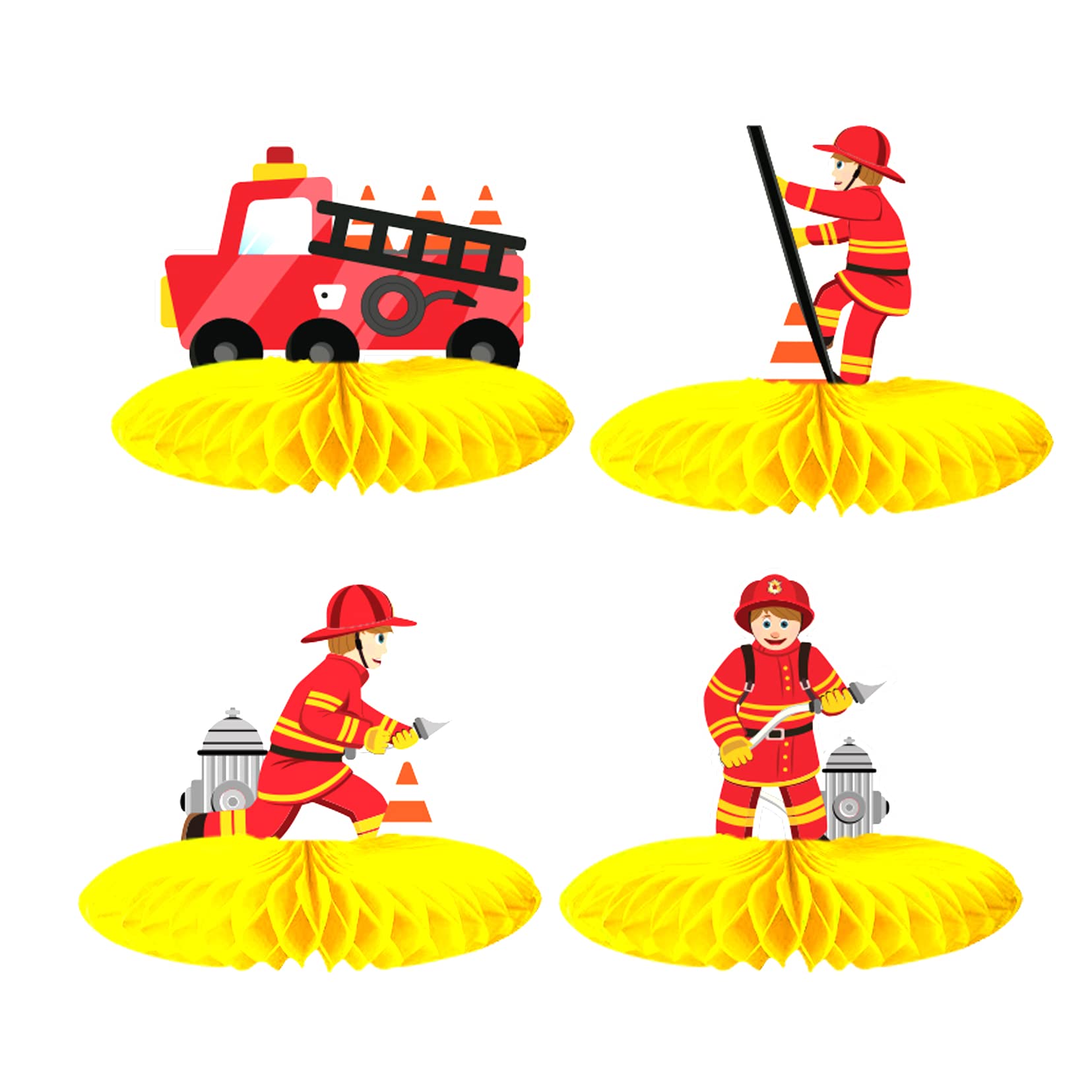Cptbag 4pcs Fire Truck Honeycomb Centerpieces Table Topper For Firefighter  | Desertcart Seychelles, image size:1655x1655