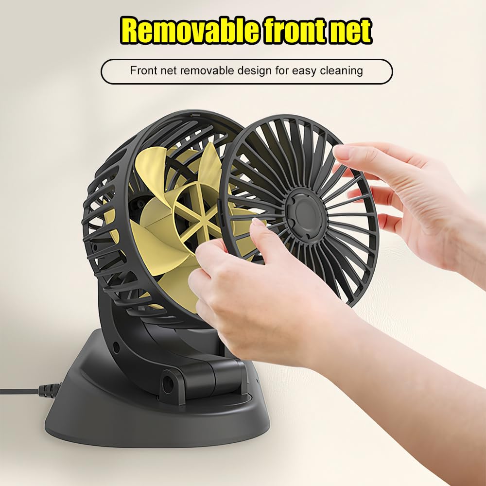 Ventilateur de Voiture 12V, Ventilateur Auto, Ventilateur Voiture, Ventilateur électrique Automobile à Trois Têtes, 2 Vitesses Rotatif à 360 °ventilateur de Véhicule, Avec Prise Allume-Cigare
