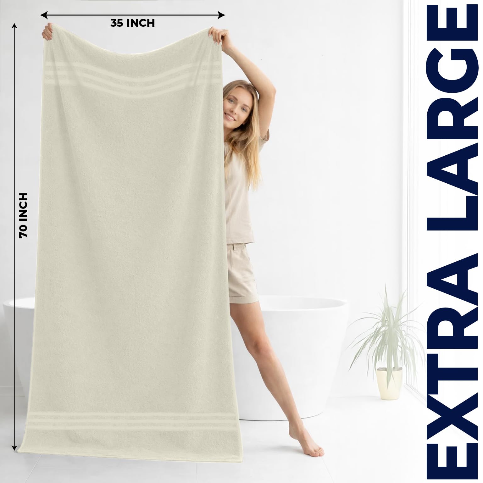 DAN RIVER Juego de 2 toallas de baño de 550 g/m², ultra suaves y altamente absorbentes, 100% algodón, toallas de baño grandes para baño, hogar, hotel, spa, playa, piscina, gimnasio, 35 x 70 pulgadas
