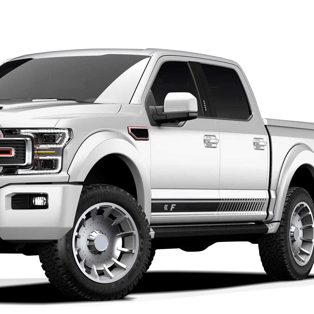 2 Pcs Black Vinyl Side Skirt Door Stripe Decal For Ford F-150 – Tech Style Graphic
