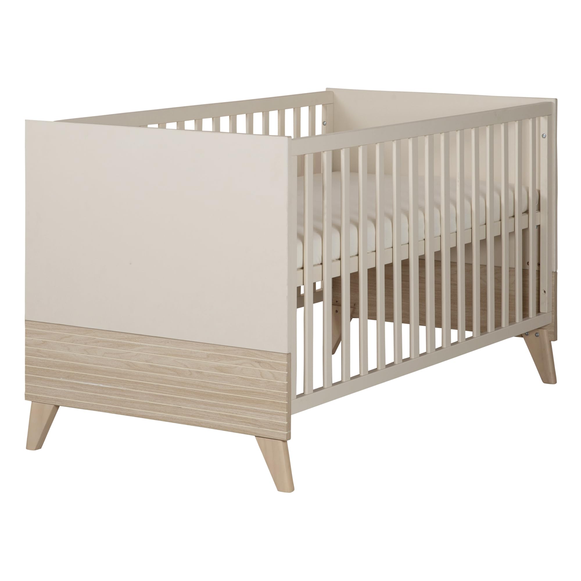 roba Cuna Sidney 70x140 cm – Cuna evolutiva con patas de madera maciza – Altura regulable – Convertible en cama junior – Beige