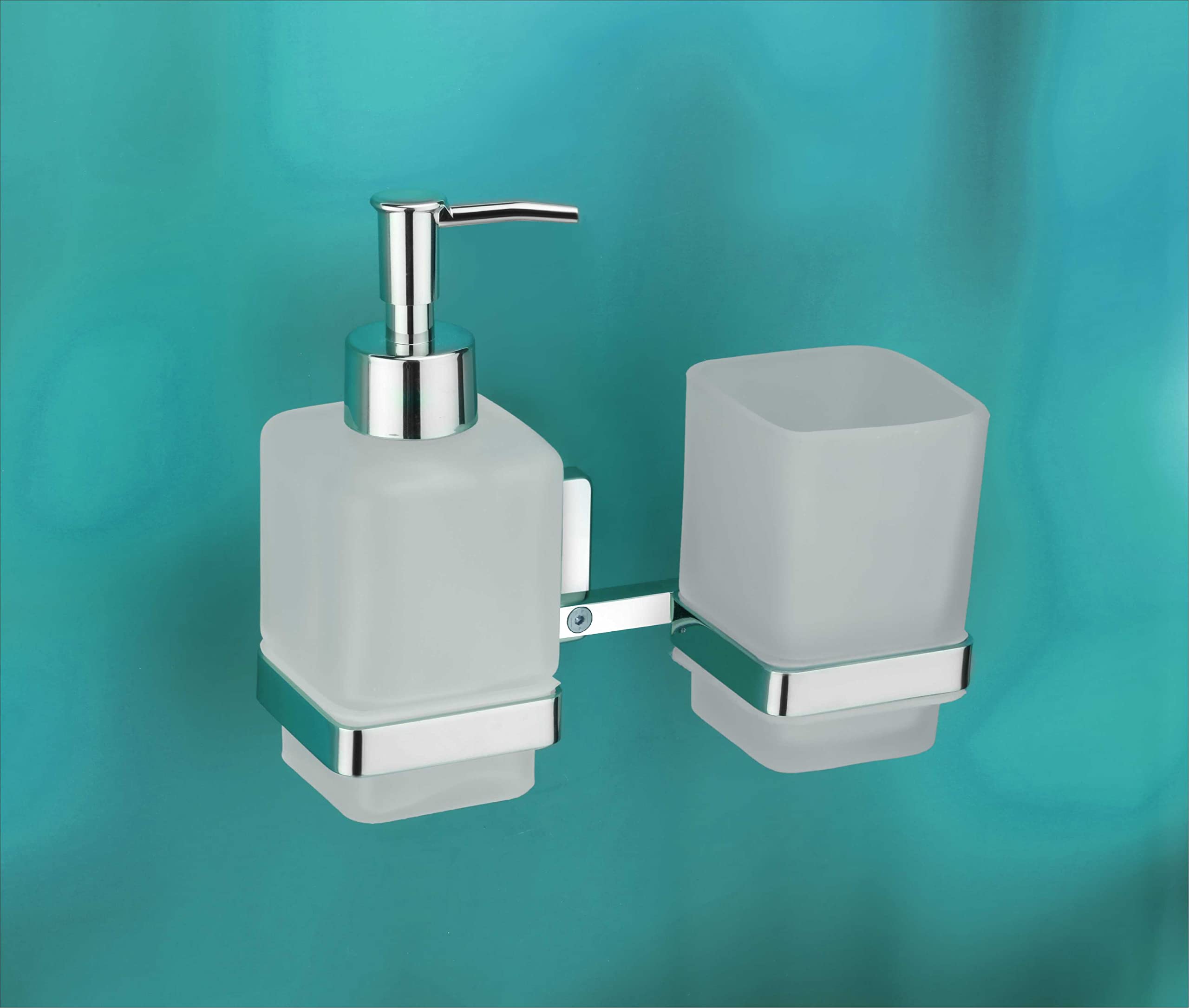 KANJAL soap Dispenser with Toothbrush Holder for washbasin Liquid Dispenser and Brush Holder for Bathroom Tumbler Holders dispensers LX27(304 Stainless Steel,Chrome Finish,Frosted Glass) (B09PVD42S1) Amazon Price History, Amazon Price Tracker