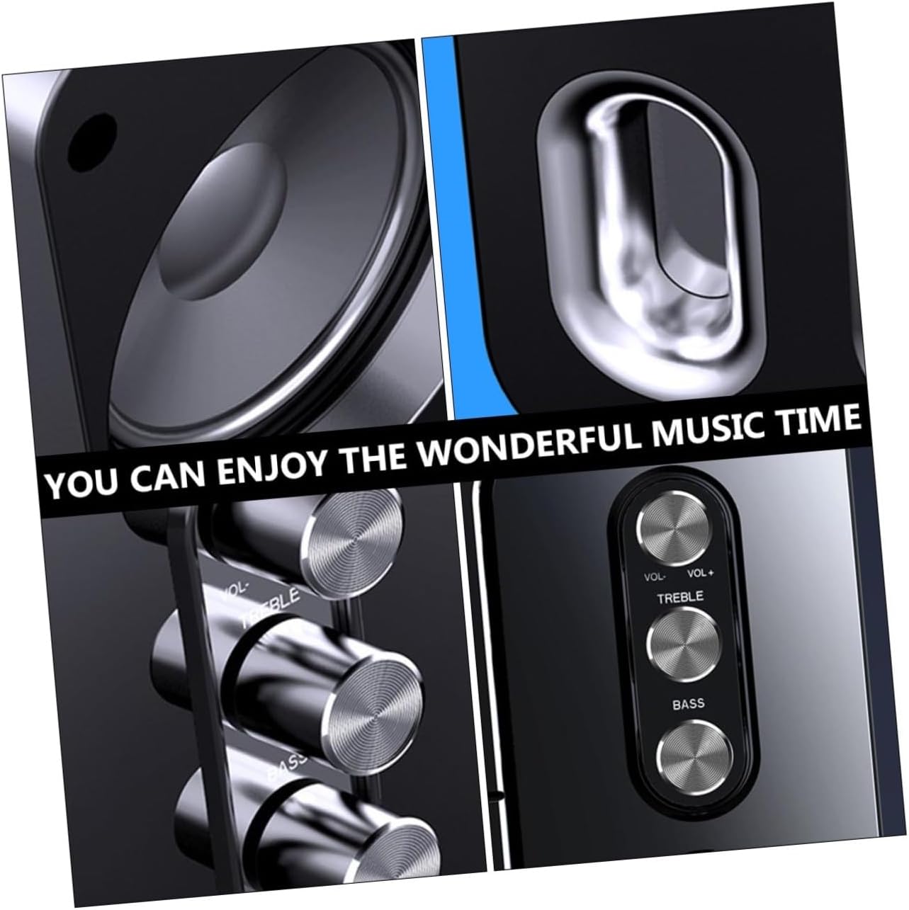 USB Powered Desktop Computer Speakers with 3D Surround Sound and Deep Bass, Compact Black Versatile Audio Speakers for Laptop and Desktop Use