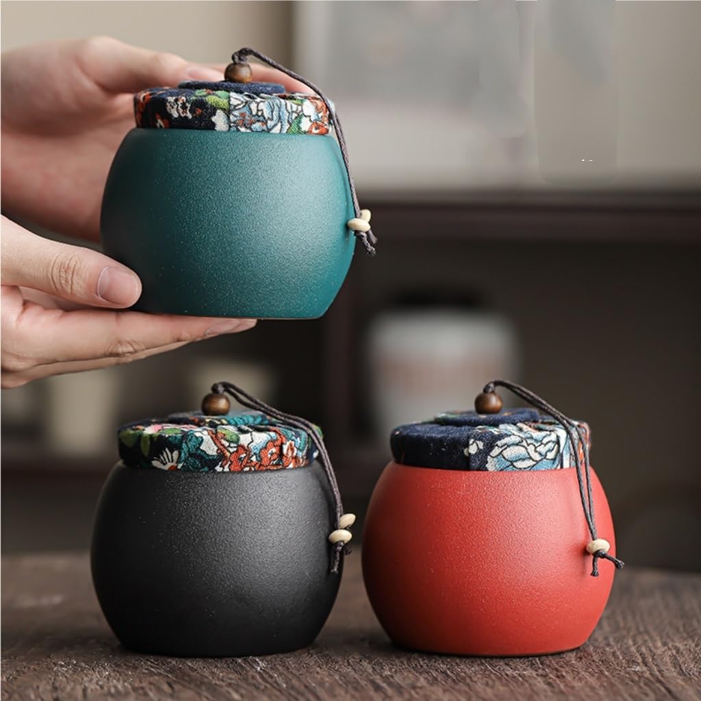 CMBSSTFC Słoik na cukier Ceramiczny zbiornik do przechowywania sypkiej herbaty Mały, szczelny zbiornik do użytku domowego Zestaw chińskiej herbaty Pojemnik na herbatę Zbiornik do przechowywania