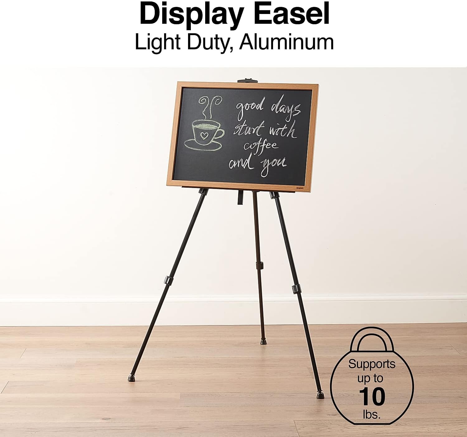 Staples Tripod Display Easel, 63-inch, Black Aluminum, 2/Pack