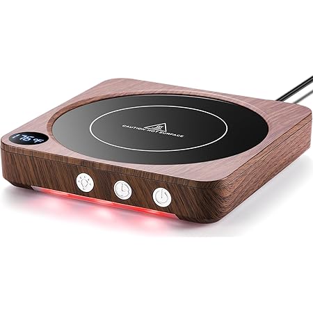 House Gem Mug Warmer - 36W Coffee Mug Warmer for Desk with Temperature Display, 2-12Hrs Auto Shut Off, Smart Candle Warmer - Ideal Coffee Gifts Accessories Keep Beverages Coffee Warmer (Wood)