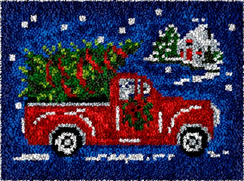 Image of Numptain Latch Hook Kits for Adults,DIY Rug Kits Carpet Embroidery Sofa Cushion Christmas Car Pattern Color Printed Canvas,Beginners Handmade Needlework Crafts Home Decoration,20.5 inchx15 inch