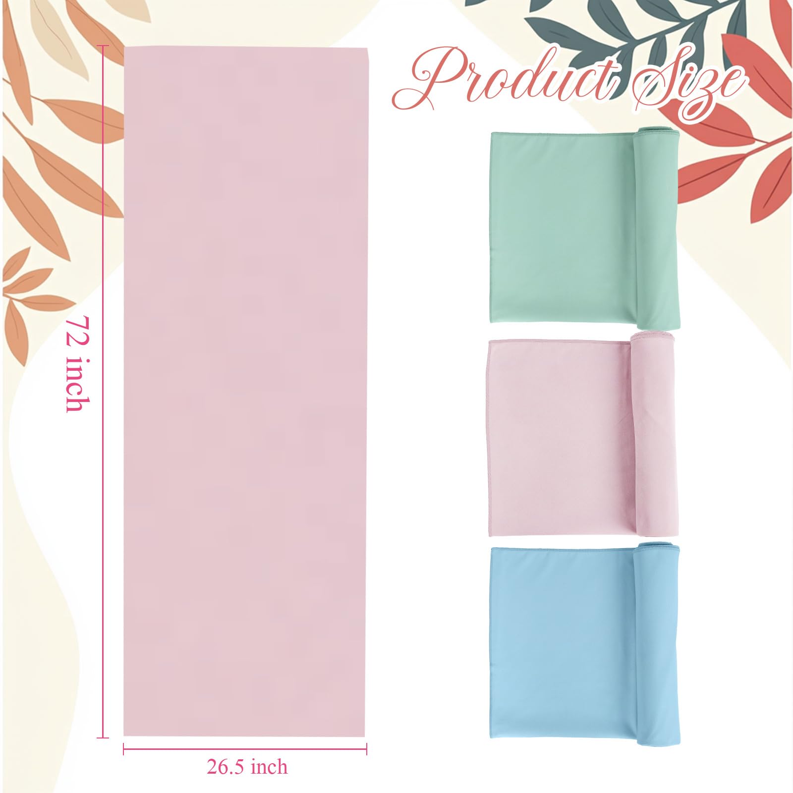 Breling Paquete de 3 toallas de 26 x 73 pulgadas para yoga caliente, antideslizantes, para gimnasio, sudor, toalla de microfibra para pilates, entrenamiento, mujeres y hombres (azul, verde, rosa)