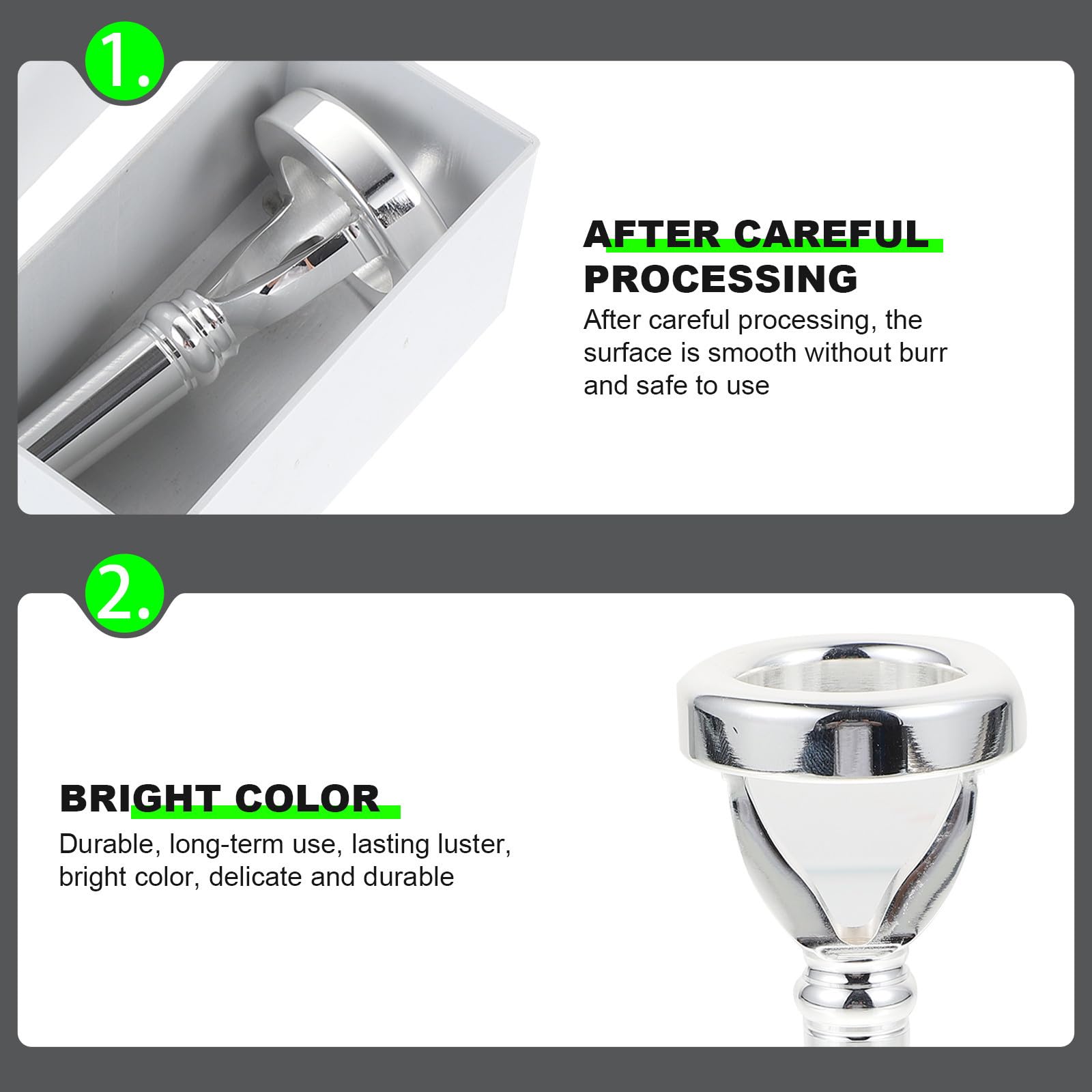Zerodeko Embouchure pour Cor D'harmonie Surface Lisse, Sécurisée et Pratique en Laiton Plaqué Argenté pour Étudiants et Joueurs Intermédiaires