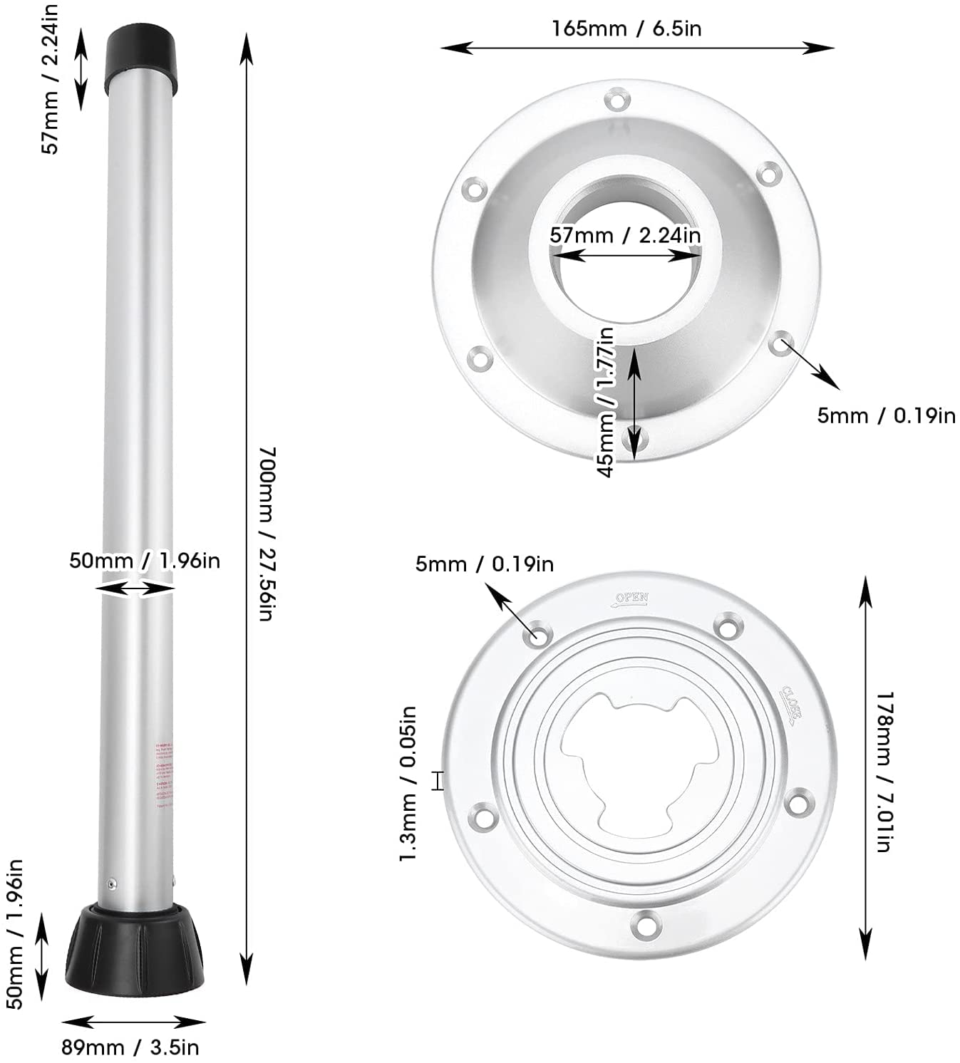 Moonbox Tischbein Tischfuß Tischhalterung Halterung Tischgestell RV Wohnmobil Yacht Camper Boot Aluminium Wohnmobilzubehör