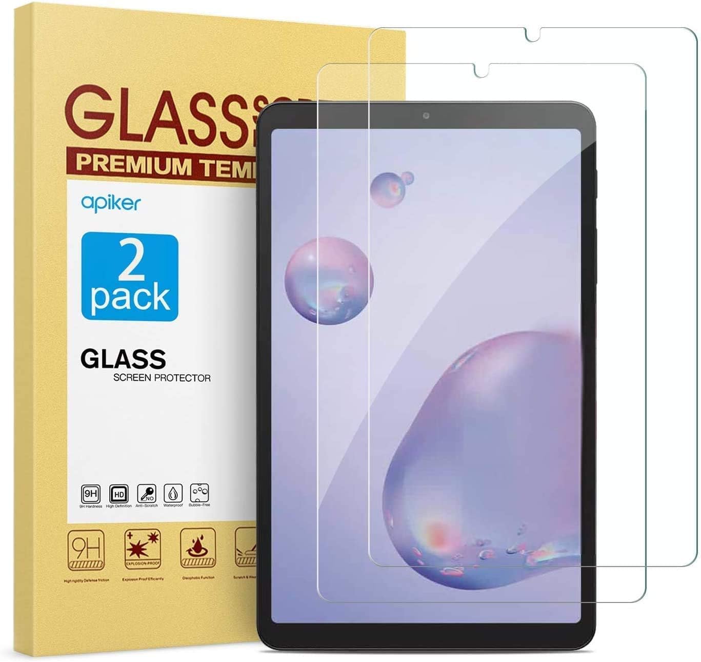 apiker 2 Pack Tempered Glass Screen Protector Compatible with Samsung Galaxy Tab A 8.4, High Definition, Case Friendly