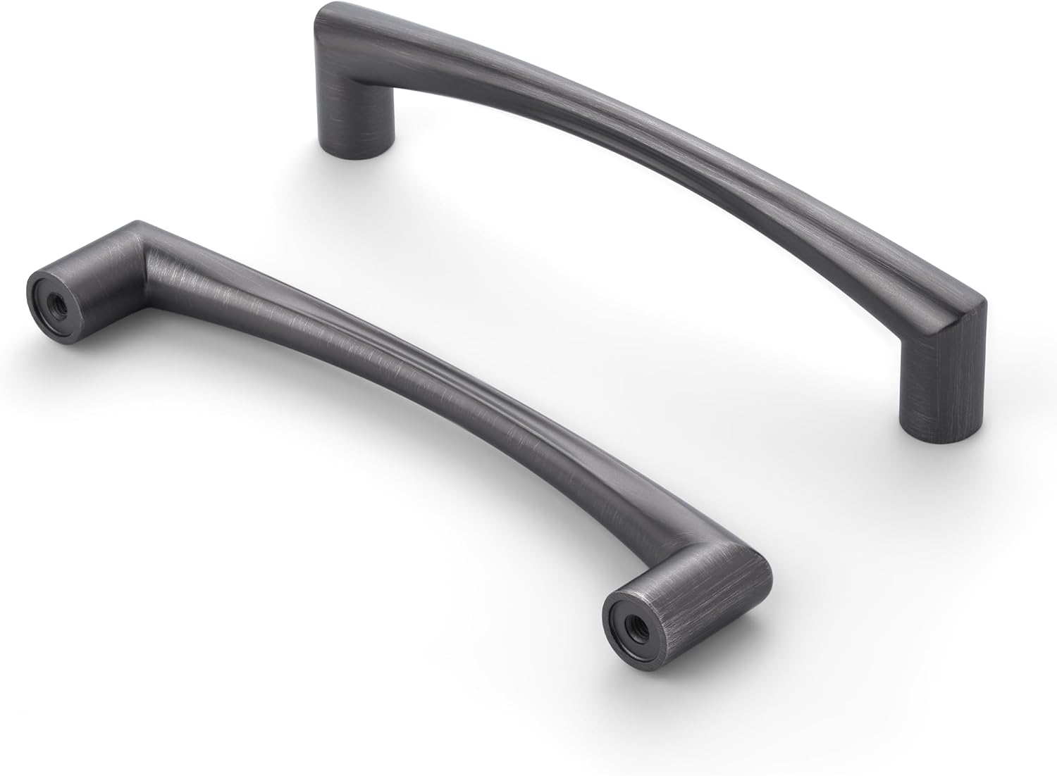 HESTIA HARDWARE 10 Pack Modern Curved Kitchen Cabinet Handles | 5 Inch Hole Center Cabinet Pulls Antique Silver Handles for Cabinets | 128mm Bathroom Cabinet Pulls, Drawer Pulls (Z31.128mm.10.B)