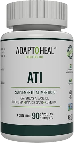 Adaptoheal Cápsulas de Cúrcuma - Apoyo Articular y Salud General - Suplemento Alimenticio con Uña de Gato y Romero - 100% Natural, sin Gluten, sin