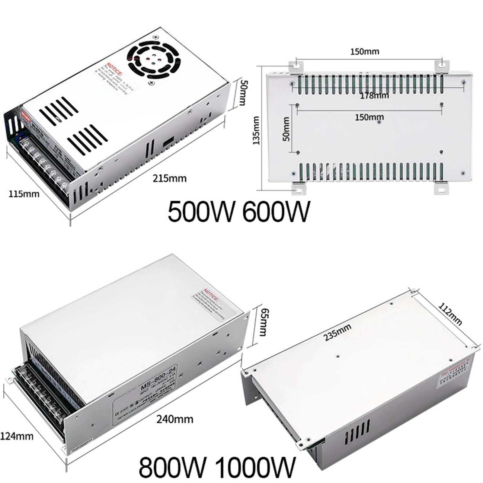Fuente de alimentación conmutada ajustable de 500 W a 1000 W, 0-12 V, 24 V, 36 V, 48 V, 60 V, 72 V, 80 V, 110 V, 150 V, 220 V, CC, CV, CA a CC, SMPS(0-24V,1000W)