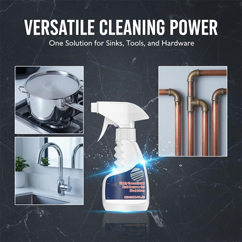 2026 New Rust Remover Spray for Metal, Highly Concentrated Heavy Duty Rust Remover for Steel Copper Stainless Steel, Fast Acting Rust Stain Remover No Scrubbing, 4 fl oz (3pcs)