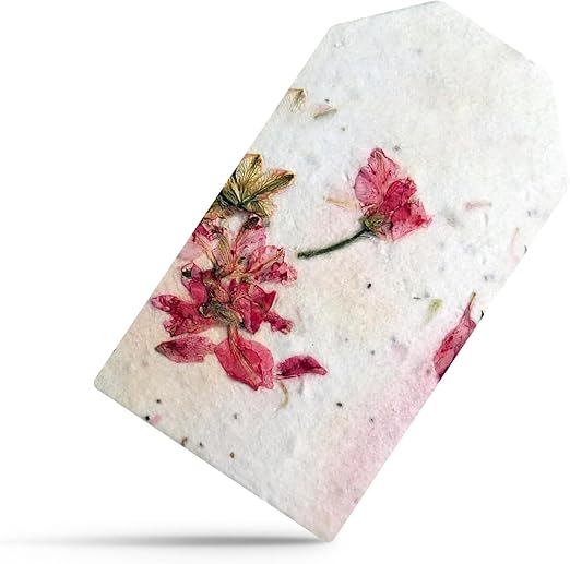 50 pcs Blank Tags (2.25x1.25) Pink Plantable Seed Paper Embedded with Wildflower Seeds for Bridal Shower, Wedding Gift, Birthday, Mother's Day