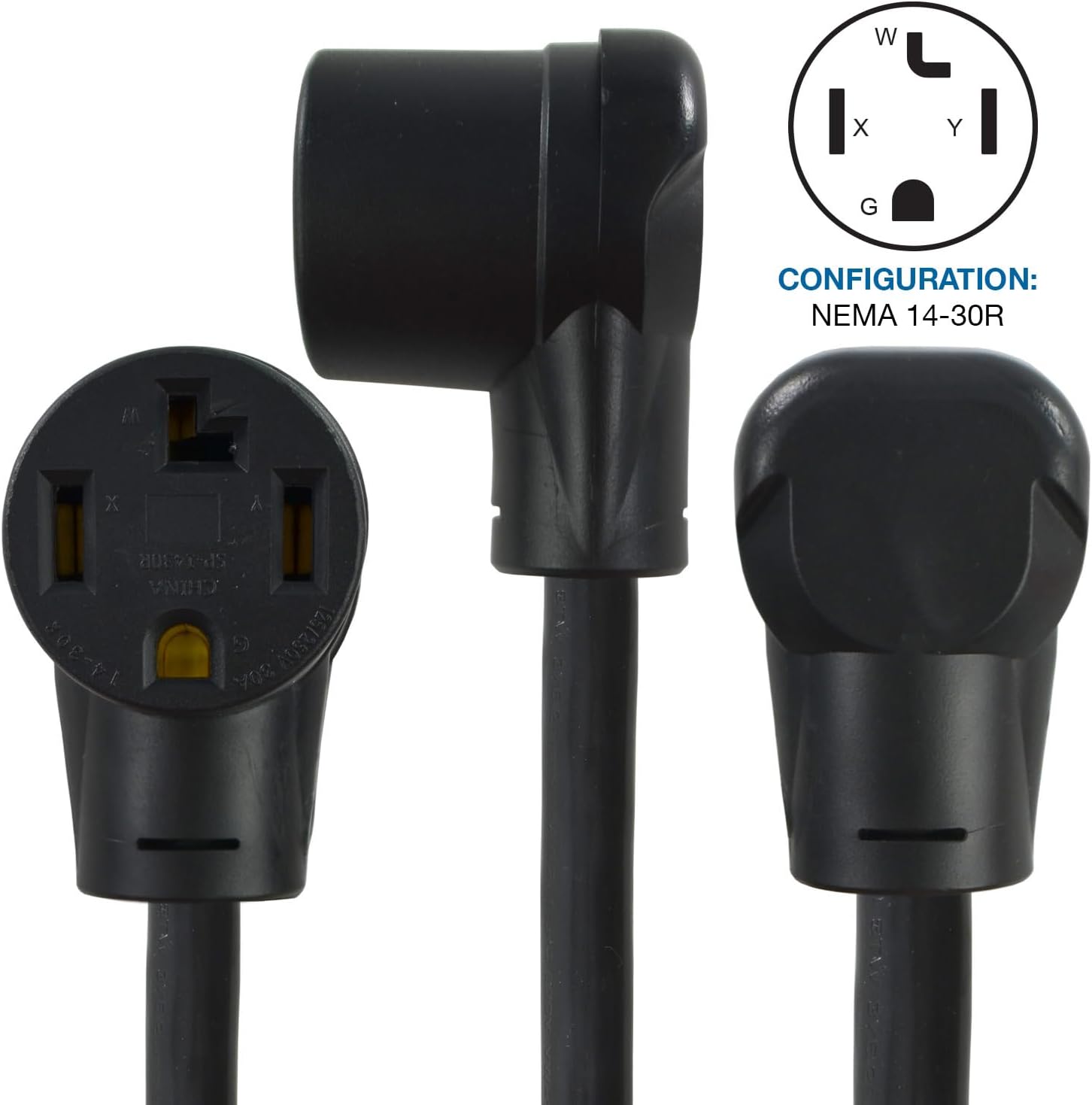 Conntek NEMA 14-30P to 2 Outlet 14-30R and 6-20R Y Splitter 3 Feet