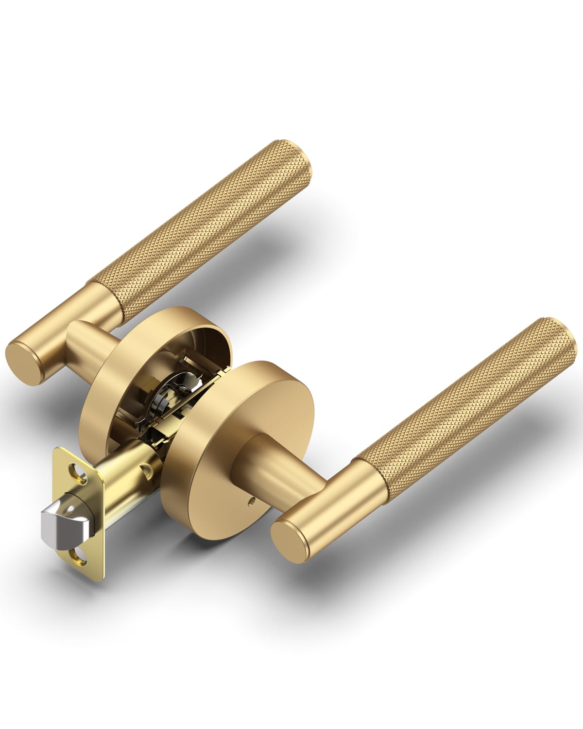 1 Pack Knurled Door Handles Champagne Bronze Retro Privacy Door Lever