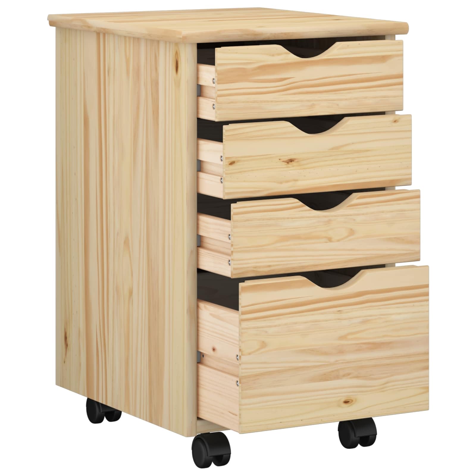 vidaXL Rollschrank Mit Rad Braun 34 x 39 x 56 cm Massives Kiefernholz